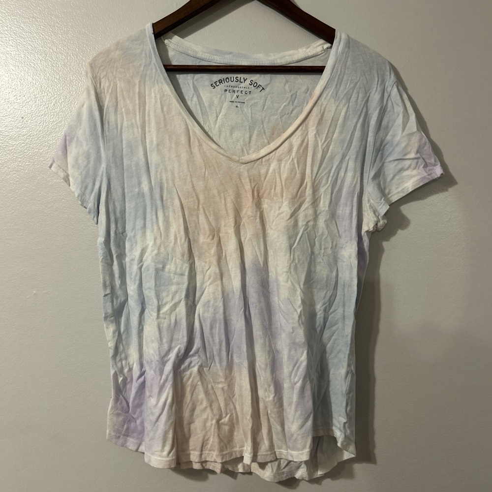 Aeropostale Pastel Tie-Dye V-Neck Tee